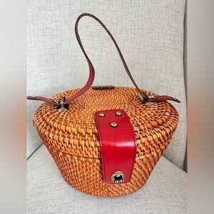 Patricia Nash Woven Wicker Basket Bucket Purse